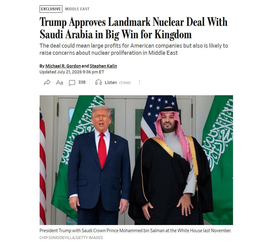 Trump jóváhagyta az amerikai-szaúdi nukleáris megállapodást az urándúsítás lehetőségével