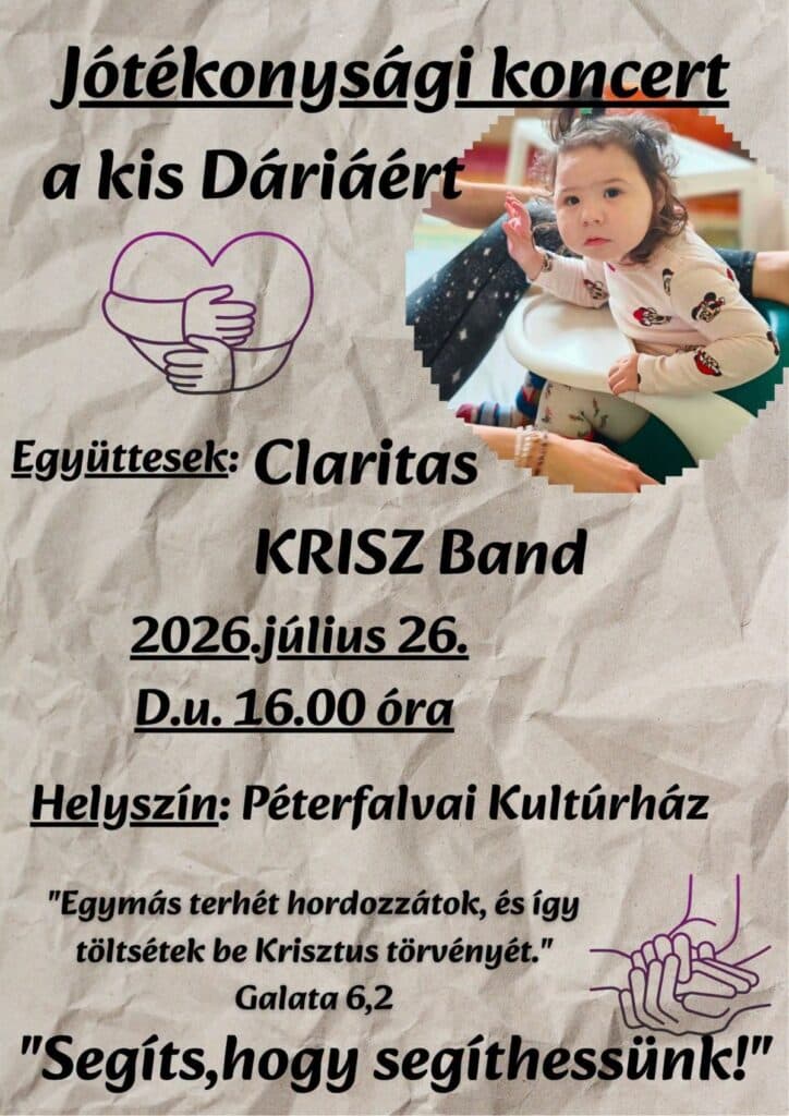 Jótékonysági koncerten segítik Dária gyógyulását Péterfalván